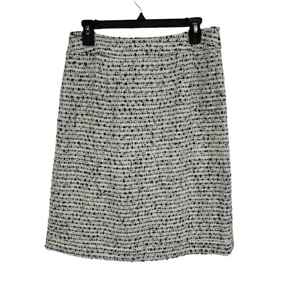 NWT Tory Burch Medium Navy Ivory Acrylic Blend Tweed Skirt Womens 10 - Picture 5 of 5